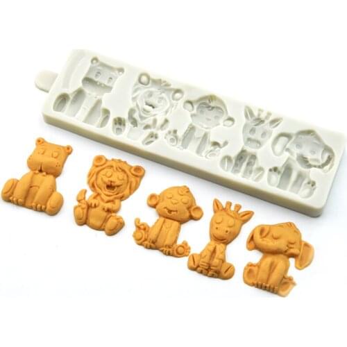 Seahorse lion elephant monkey rabbit animal silicone fondant cake decoration silicone mold clay chocolate candy mold