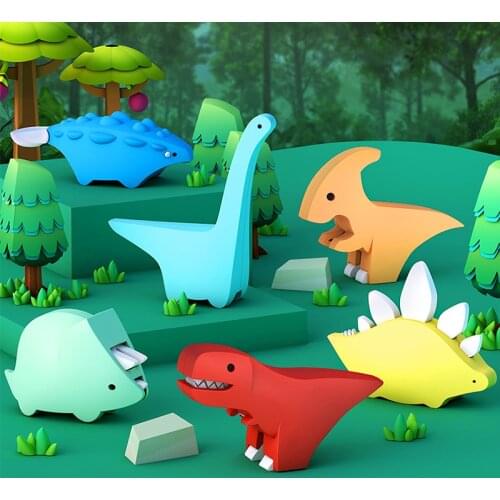 Cartoon Kawaii Creativity Dinosaur Magnets Toys 2 In 1 Paleontology Dinosaur Skeleton Magnetic Educational Toys For Children