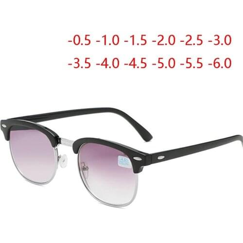 Mens Sun Glasses For Myopia Womens Eyeglasses Grey Gradient Lens Spectacles Men Eyeglass Frame Anti UV400 -0.50 -1.0 -2.0 -6.0