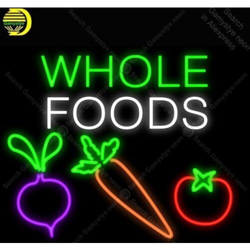 Whole Foods Veggies NEON LIGHT SIGN Neon Sign Decorate Hotel BEER PUB Pub Food Sign Store Display Handcraft Iconic Sign light