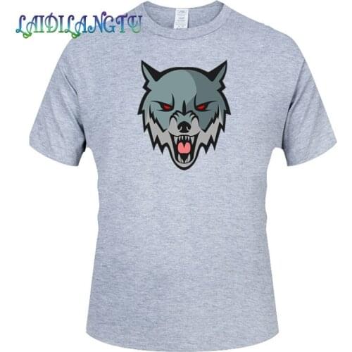 New Fashion Angry Beautiful Wolf Head Cartoon Color Unique Classic Cotton Men Round Collar Short Sleeve T-shirt