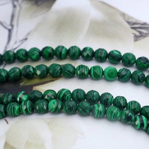 New!Green malachite faceted round shape 6mm loose beads 15inches 2 piece/lot DIY stone women jewelry making