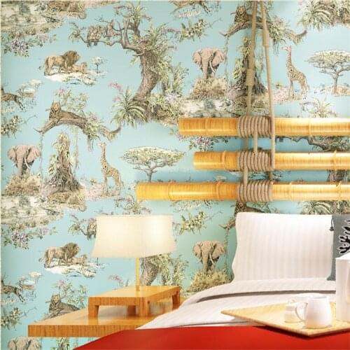 Wellyu papel de parede Southeast Asia style elephant giraffe wallpaper living room bedroom bedside background wallpaper