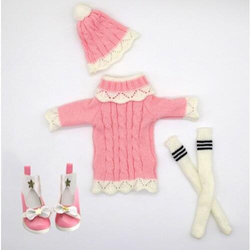 22" Doll Clothes 1/3 Bjd Clothes Sweater Suit with Stockings Hat 60cm Doll Accessories Autumn Winter Series