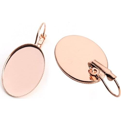 10pcs Hoop Earrings Settings Cabochon Base Fit Oval Glass Cabochon Cameo Cabochon Blank Bezel DIY Earring Making Jewelry Finding