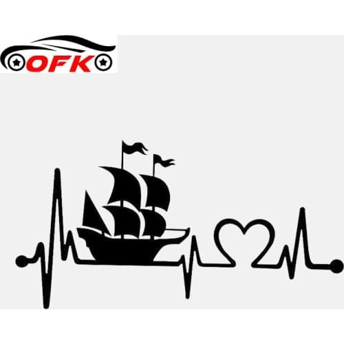 Pirate Ship Heartbeat Lifeline Decal Vinyl Black/Silver Car Sticker 14.9CM*7.7CM