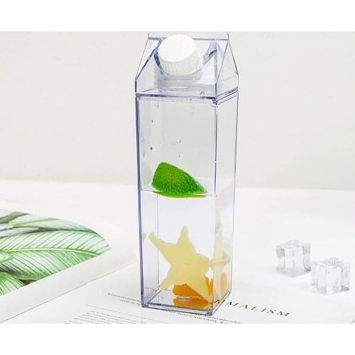 Clear Milk Tumblers Carton Creative Portable Milk Water Bottles Plastic Milk Box For Outdoor Kids Water Cup Tazas Originales