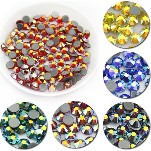 QIAO SS16 SS20 Exquisite AB Flat Back Rhinestone Hot Fix Crystal Glass Rhinestones Garment Wedding Dress Clothes Gem 1440pcs