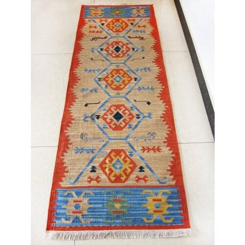 Hand Knitted Carpets Roman Bells Runner Carpets For Home Decoration Rectangle Carpet Wool Knitting Carpets