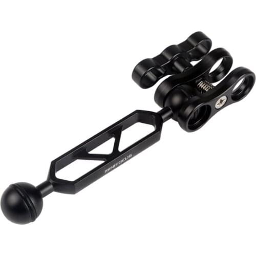5"/12.7cm Double 1" Ball Arm With Ball Clamp Mount Set for Connecting Strobe/Video Light handle Tray to Underwater Housing