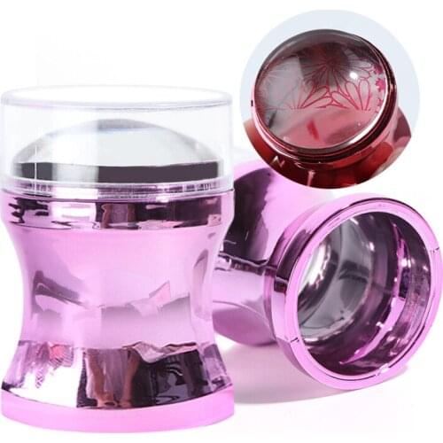 1 Pcs Nail Art Stamp Clear Silicone Head Manicure Scraper Polish Transfer Template Kits Nail Transfer Tool Stamp