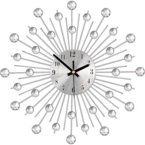 Silver Tone Modern Wall Clock for Living Room Creative European Style Decor Wall Decor for Living Room Bedroom