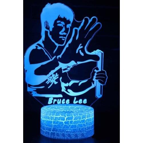 Bruce Lee Kungfu lamp 7 color changing visual illusion LED light deco fashion Novelty toy action figure kids birthday gift