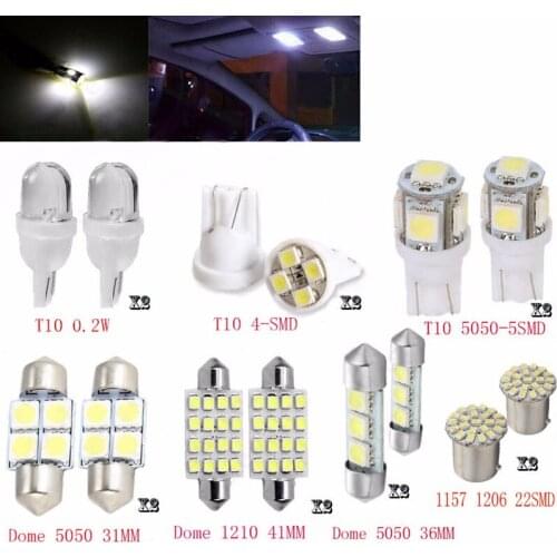 14pcs/set LED 1157 T10 31 36mm Car Auto Interior Map Dome License Plate Replacement White Lamp Set