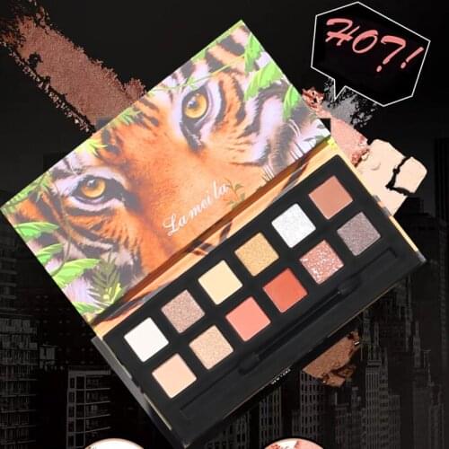 New 12 Tiger Nude Glitter Eyeshadow Matte Shimmer Palette Long Lasting Waterproof Mineral Powder Eye Shadow Makeup