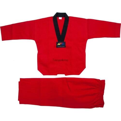 Long Sleeve jodo Uniform Taekwondo Clothes Red taekwondo uniform taekwondo dobok Adult kids Men Women tae kwon do set clothes