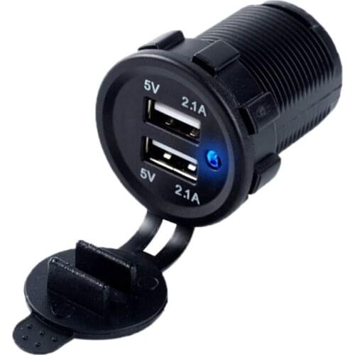 Waterproof Dual USB Boat Motorcycle Car Charger Power Adapter Socket 5V 2.1A For iPhone ipad Samsung LG Mobile GPS Tablet PC