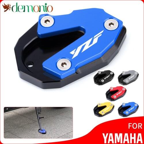 LOGO YZF Motorcycle CNC Kickstand Foot Side Stand Extension Pad For YAMAHA YZFR6 YZF R6 2013 -2020 2019 2018 Enlarge Stand Plate