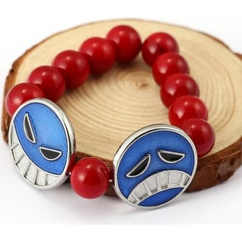 Japanese Anime One Piece Beaded Bracelets Edward Newgate Cosplay Charm Bracelet Bangle Men Women Role Play Halloween Accessories