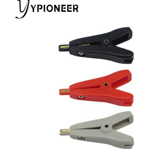 Cleqee 3pcs P2005 50mm 10A Alligator Kelvin Clamps Copper Gold Plated Crocodile Clips