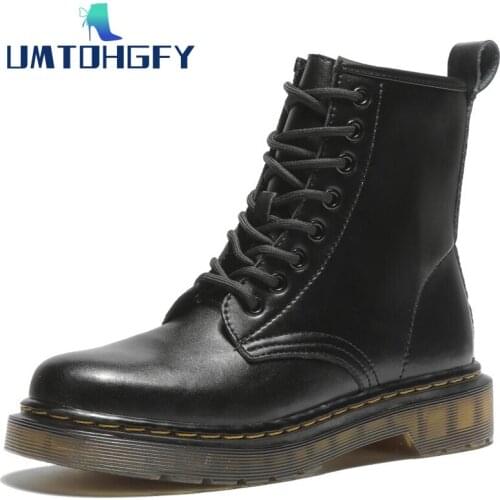 REVT 8 Eyelet Black White Woman Internal Lace up Shoes Spring Autumn Casual Heart Womens Flat Martin Boots Shoes Genuel Leather