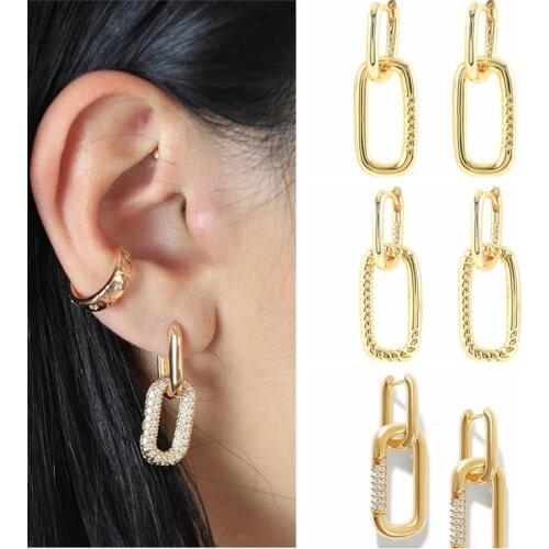 Pendientes Brincos Trendy U Shape Double Circle Hoop Earrings Bling Zircon Piercing Aretes Earring For Women Fine Jewerly