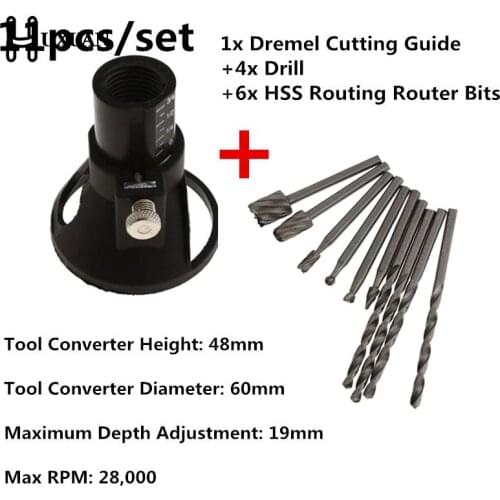 11pcs HSS Routing Router Drill Bits Set Dremel Carbide Rotary Burrs Tools Wood Stone Metal Root Carving Milling Cutter