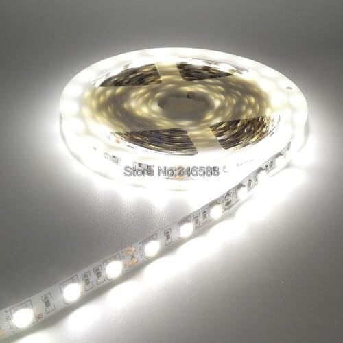 DC12V 5M 5050SMD 60LED/M 300LEDs Nature Neutral White 4000K - 5000K Flexible LED Strip, Optional IP20 / IP65 / IP67 Waterproof