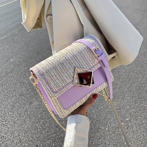 2020 Fashion SummerShoulder Bag PU Leather Straw Ladies Small Square Bag light Wild Simple Female Daily Messenger Bag Sac A Main