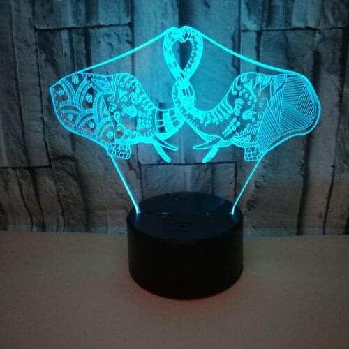 Elephant 3d Small Night Light Usb Power Lovely 7 color change 3D Lamp Touch Led Visual Lamp Gift 3d Small Kids Lamp