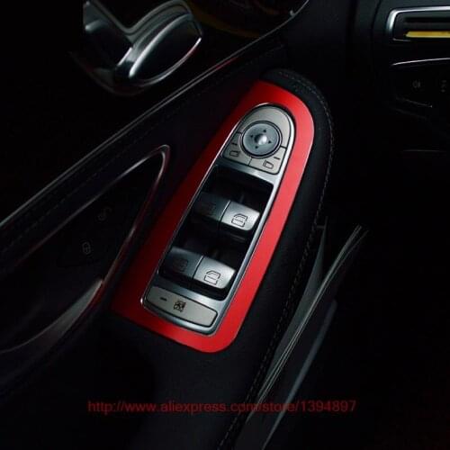 4pcs aluminum alloy Car window glasses lifter button decoration Frame sticker For Mercedes Benz 2015-2016 C Class W205/GLC Class