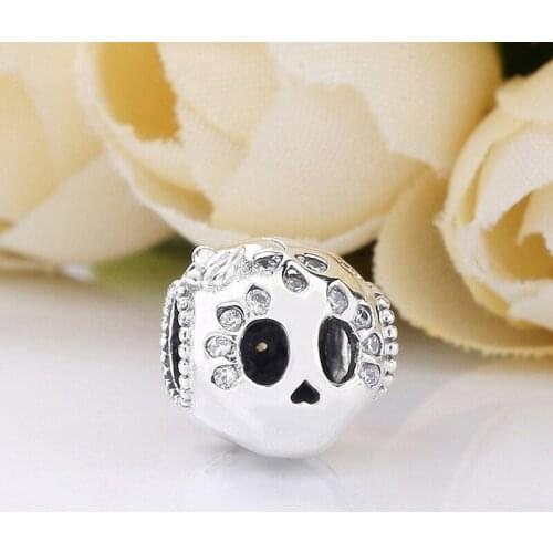 Free Shipping Authentic 925 Sterling Silver Sparkling Skull Charm Fit Original Bracelet For Women DIY Jewelry S925 Beads