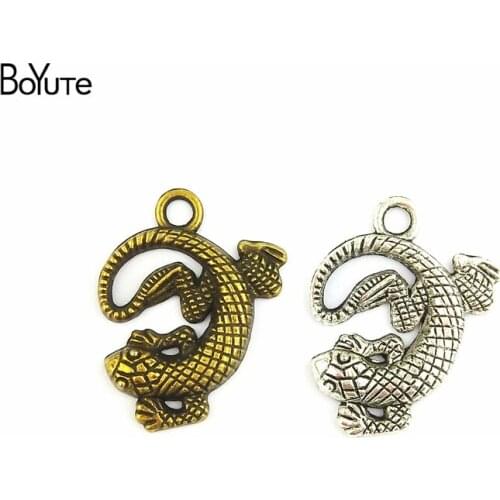 BoYuTe (40 Pieces/Lot) 30*22MM Wholesale Antique Bronze Silver Plated Zinc Alloy Lizard Pendant Charms for Jewelry Making