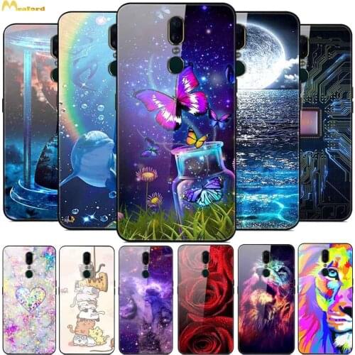 Tempered Glass Case For OPPO F11 Pro Cases Rose Flowers Cats Lion Phone Case For OPPO F9 F7 F5 Cover OPPOF11 F 11 F11Pro Coque