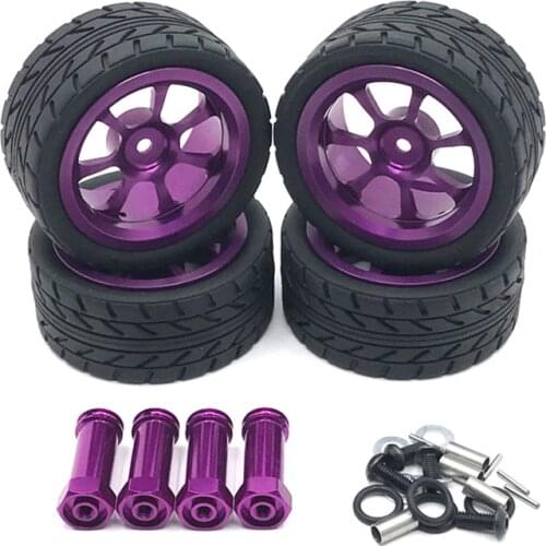 For Wltoys 144001 A959 A959-B 124019 124018 RC Car Parts 65mm Metal Wheel Rim Tires Tyres with 12mm Lengthened Adapter