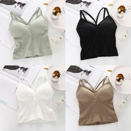 Womens Sport Yoga Bra Gym Workout Tank Tops Stretch Fitness Padded Underwear Cropped Top Women Tank Tops Athletic Push Up Bras