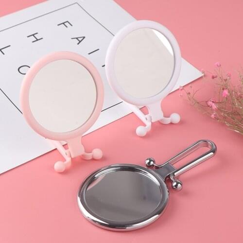 Double Sided 5x/10x Magnification Hand Held Makeup Mirror with Stand, Women Travel Folding Compact Mirror, True Image