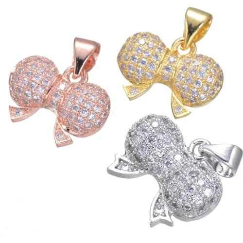 Supplies For Jewelry Wholesale Luxury Cubic Zirconia Rhinestone Bowknot Shape Slide Charms diy Necklace Making Accessories WOMEN