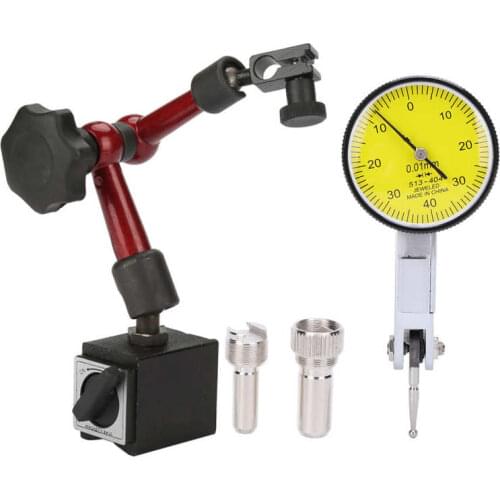 Flexible Strong Magnetic Gauge Stand Base Holder + Lever Dial Test Indicator Gauge