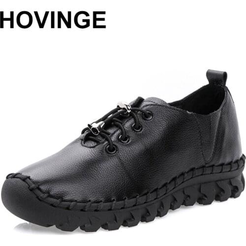 HOVINGE Vintage women shoes handmade genuine leather moccasins women soft moccasins comfortable flat shoes