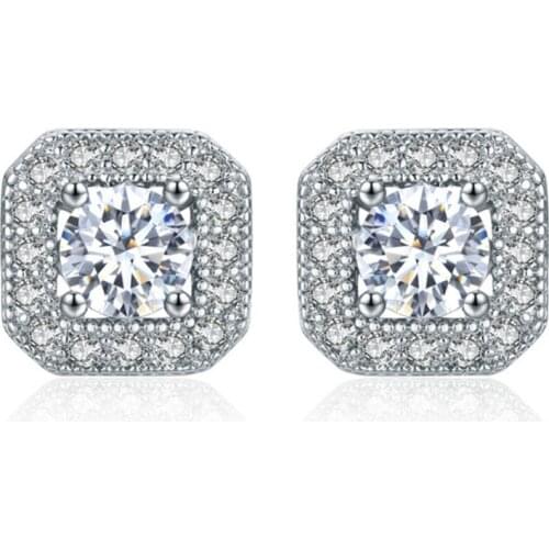 Huitan 2018 New Design Stud Earrings with Brilliant Round Cutting CZ Prong Setting Dainty Engagement Wedding Earrings for Women