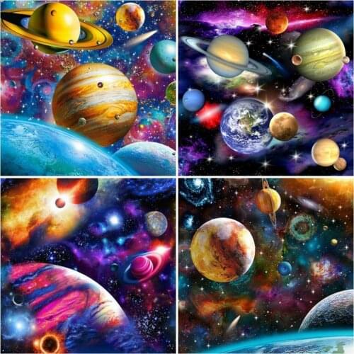 AZQSD Full Square Diamond Embroidery Universe Planet Mosaic Rhinestone Diamond Painting Landscape Cross Stitch Home Decoration