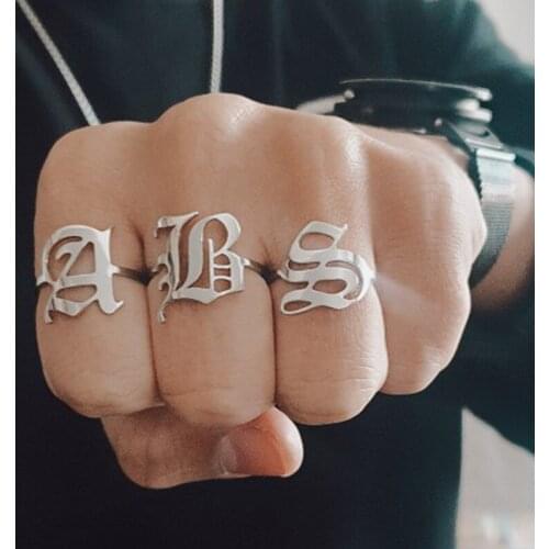 Initial Letter M Ring Stainless Steel Engagement Rings for Women Rose Gold Jewelry Rings Wedding Band Alphabet A-Z Finger Anel