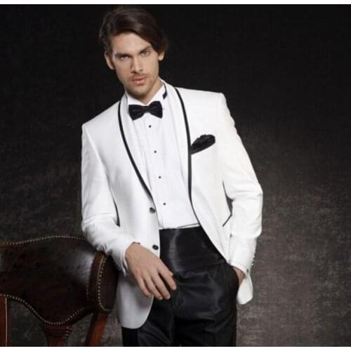 New Arrival Two Buttons Groomsmen Shawl Lapel Groom Tuxedos Men Suits Wedding/Prom Best Blazer ( Jacket+Pants+Tie) D130