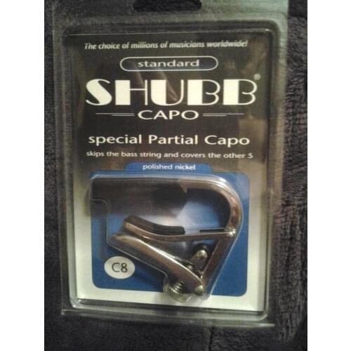 New Shubb C8 Nickel Finish Partial Guitar Capo Capotraste, Cover 5-String, emulating a drop-D tuning