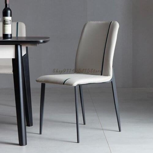 Dining Chair Home Light Luxury Italian Modern Minimalist Backrest Chair Restaurant Nordic Soft Bag Blue Dining Chair