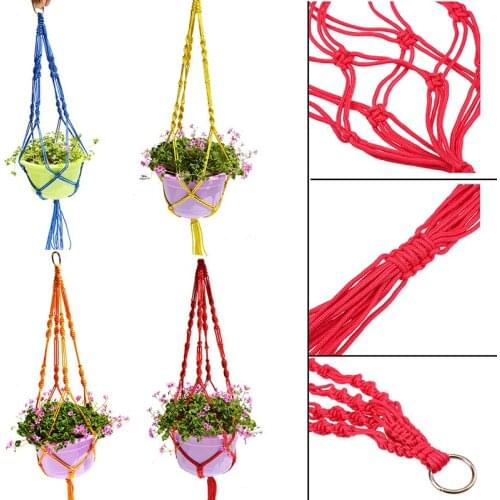 Macrame Plant Hanger Knotted Flowerpot Holder Handmade Hemp Rope Flower Basket Pot Indoor Outdoor Hanging Planter Garden Tools