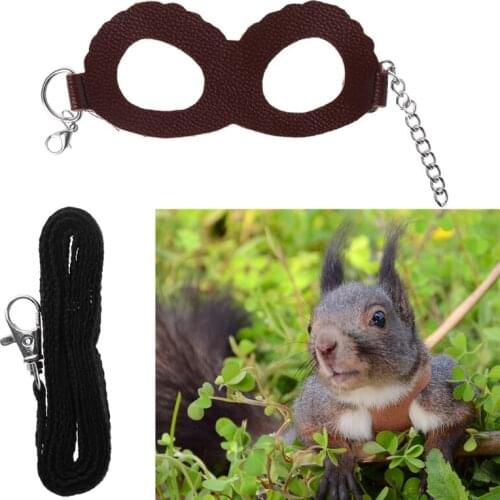 Pet Harness Adjustable Walking Leather Guinea Pig Hamster Training Leash SD-JQ