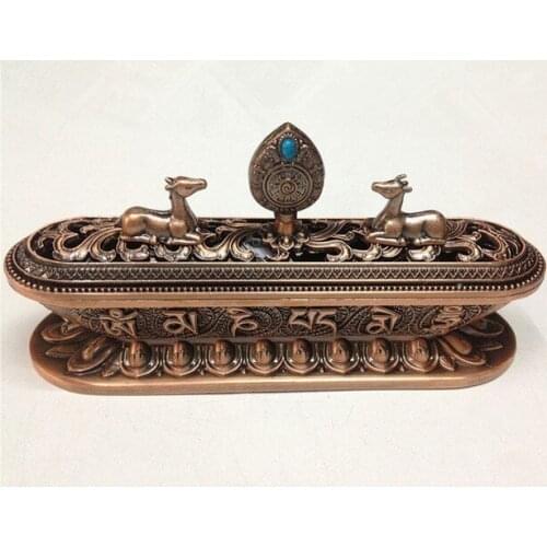 Crafts Factory painted gold alloy Tibet Incense Burner Tibetan Alloy Bronze Incense Burner with Metal Craft Home Decor