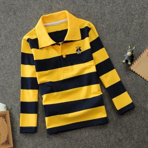 New Arrival 2018 Teenage Boys Shirt Autumn Children Clothing Fashion Tee Shirts Boys Cotton Tops Striped Kids Clothes 4 8 12 15Y